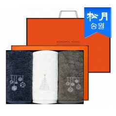 [송월타올] 크리스마스 징글벨 타올 3매 세트 + 쇼핑백 s