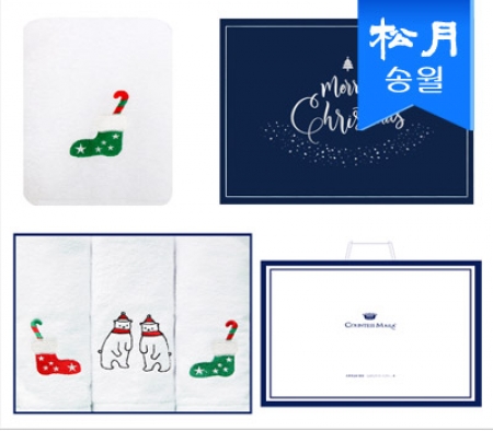 [송월타올] 스노우 크리스마스 타올 120g 3매 세트+쇼핑백 s #2