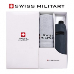 스위스밀리터리 3단 수동 암막스키니 우산 + 140g 면사 타올세트