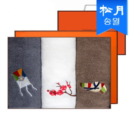 [송월타올]고운 자수타올 3매 세트 + 쇼핑백 s #2