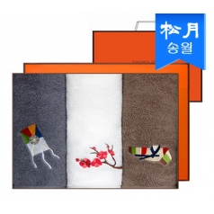[송월타올]고운 자수타올 3매 세트 + 쇼핑백 s