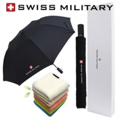 스위스밀리터리 2단 자동 무지 우산 + 150g 세면타올세트