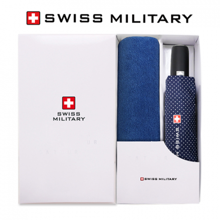 스위스밀리터리 3단 7K 완전자동 핀도트 우산 + 150g 세면타올세트 #2