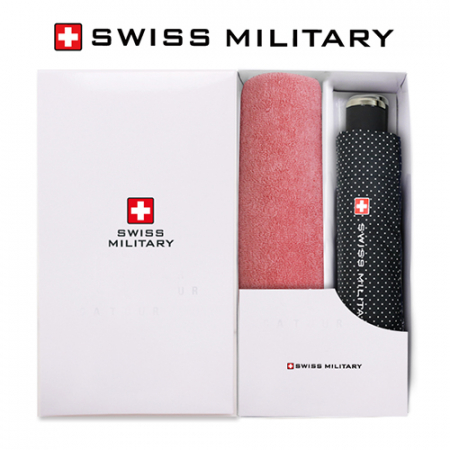 스위스밀리터리 3단 수동 핀도트 우산 + 150g 세면타올세트 #2