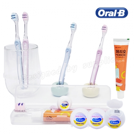 오랄비 칫솔 벨벳 (초슬림모) + 페리오 + 치실 / 칫솔 치약 세트 / 여행용세트 #3