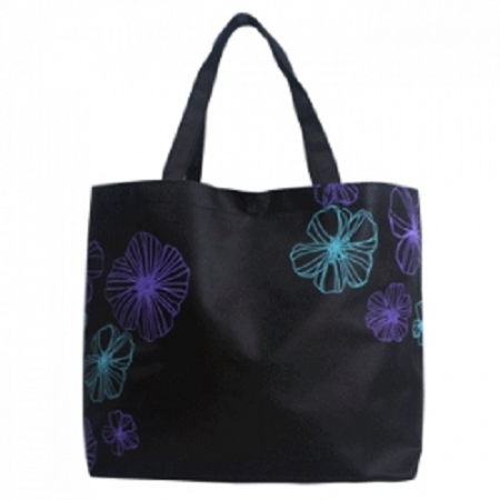 휴대용 시장가방(검은바탕 꽃무늬) 부직포백 #2