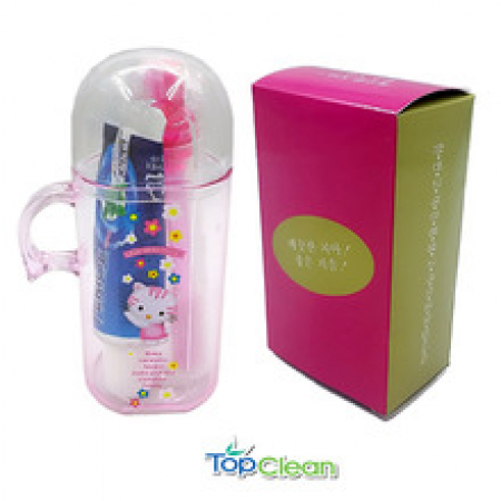 구강 세트 (휴대용 치약 + 칫솔 + 컵 세트) 전사인쇄 #2