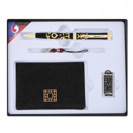 한글 볼펜+완자문 소가죽 명함지갑+한글 자개 USB 메모리 3종세트 #2