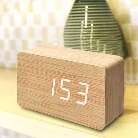 콤보 대나무 우드 LED 탁상시계 #2