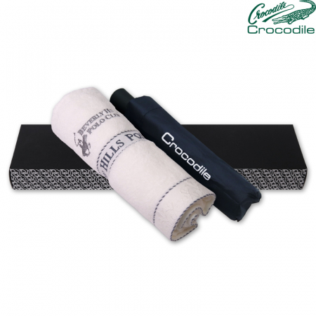 크로커다일 폰지 솔리드 완전 자동 3단우산 + 로고 타올 세트A #4