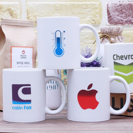 직선 무광 화이트 변 색  머그 컵 #3