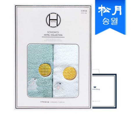 [송월타올] 달토끼 타올 2매 세트(쇼핑백) s, 40x80cm #2