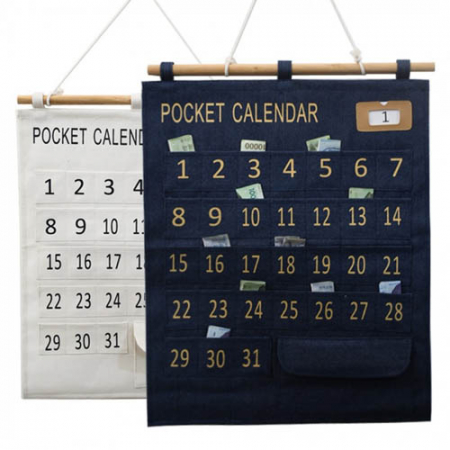 포켓 캘린더, 한달 용돈 달력 다용도 주머니 분리가능한 원목걸이 #2
