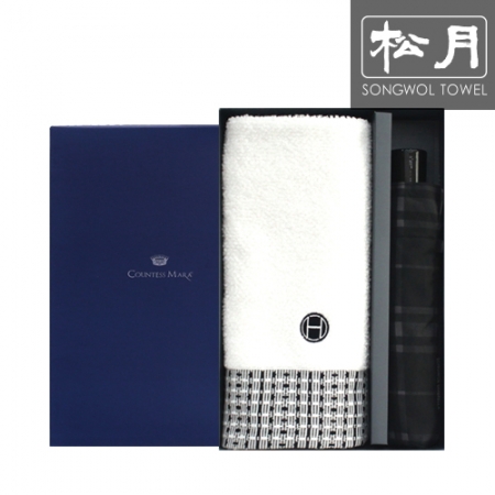 송월 SW 3단 모던 체크 우산 1p + 호텔 컬렉션톤 타올 1p #2