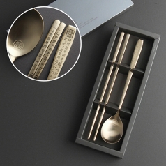 훈민정음골드 티타늄코팅 수저 1P