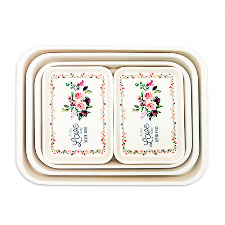 무광멜라민 직쟁반 장미 5P #2