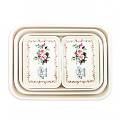 무광멜라민 직쟁반 장미 5P