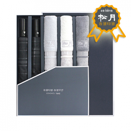 송월 5매 콤보세트 8 (SWU 2단 모던체크 우산 2개+격자수건 3매) #2