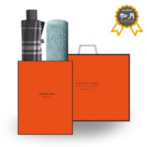 송월 SWU 3단 모던 체크 우산 + 송월 S.W 베베 타올 O.G 세트 64