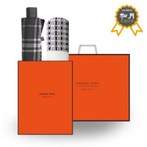 송월 SWU 3단 모던 체크 우산 + 송월 H.C 톤 타올 O.G 세트 58