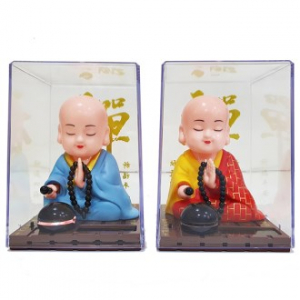 태양열 인형 목탁치는 스님 / 노호혼 (염불) 동자승