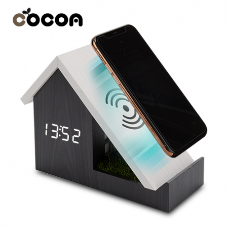 코코아 홈 무선 충전 시계 / 무선 충전 우드 시계 #2