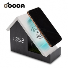 코코아 홈 무선 충전 시계 / 무선 충전 우드 시계