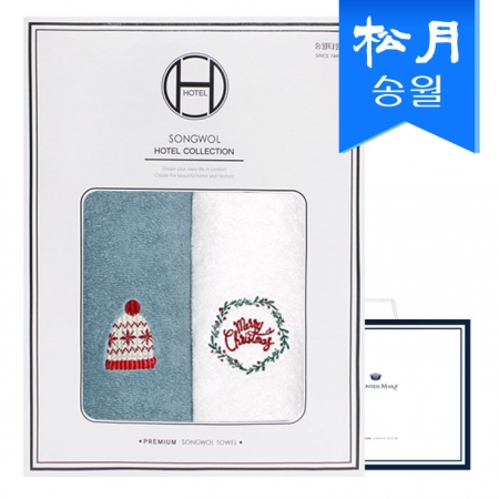 [송월타올] 크리스마스 윈터데이 항균타올 150G 2매 선물세트+쇼핑백 s #2