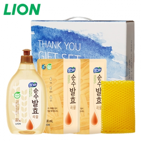 참그린 순수 발효곡물 주방세제, 주방세제 리필, 수세미 3개 선물세트 #2