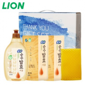 참그린 순수 발효곡물 주방세제, 주방세제 리필, 수세미 3개 선물세트