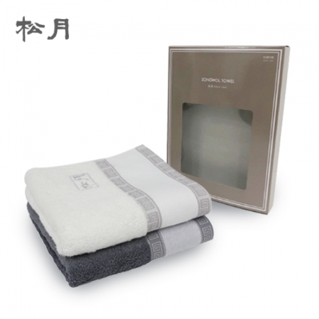 [송월타올]격자 전사타올 2매입 세트 40x80cm, 타올 #2