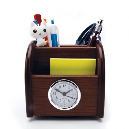 EM5003 4단 원목 사무실 시계 회전 펜꽂이 연필꽂이 정리함 #2