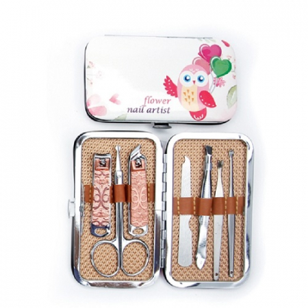 토끼 부엉이 사각 타원 미용세트 7P 고급 금색 손톱깍이 #3