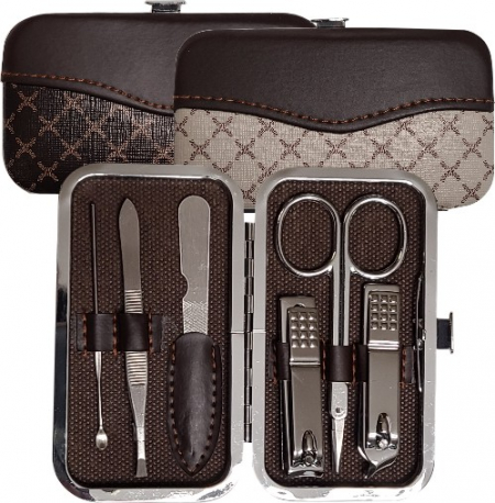 손톱깍이 세트 미용세트 6p 체크 - 베이지 - 브라운 #2