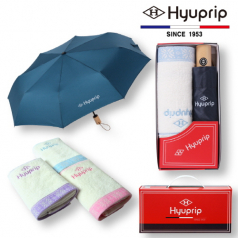 협립 3단 마시멜로 원목손 완전자동 우산 1P+눈꽃 타올1P- 세트