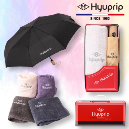 협립 3단 마시멜로 원목손 완전 자동우산 1P+호텔170 타올 1P 세트 #2