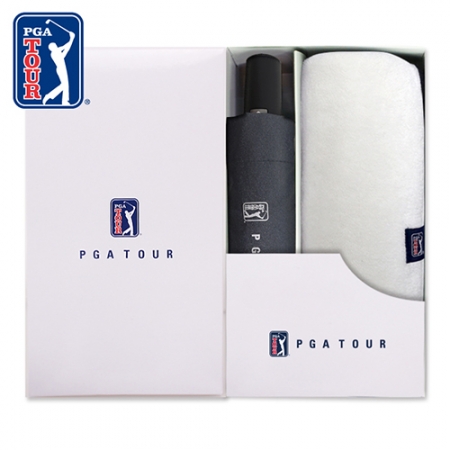 PGA 3단 완전자동 블랙 메탈 우산 + 260g 코마사 타올세트 #2