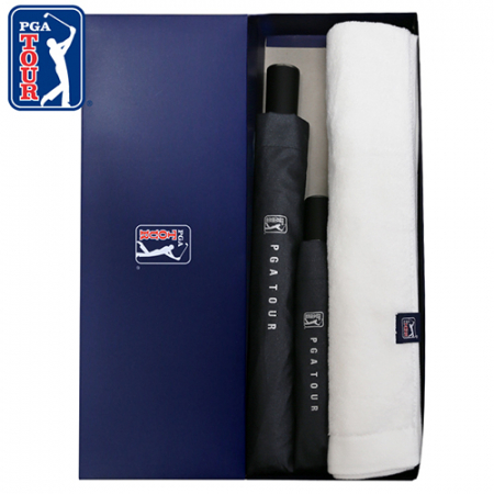 PGA 2단 자동 / 3단 완전자동 블랙 메탈 우산 + 260g 타올 1P 세트 #2