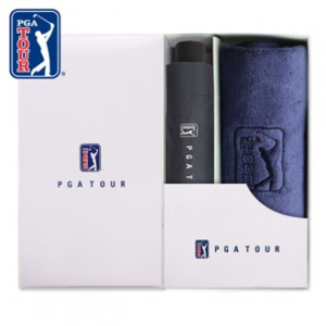 PGA 3단 수동 블랙 메탈 우산 + 190g 호텔타올세트