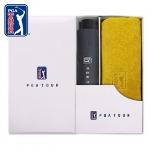 PGA 3단 수동 블랙 메탈 우산 + 170g 면사 타올세트