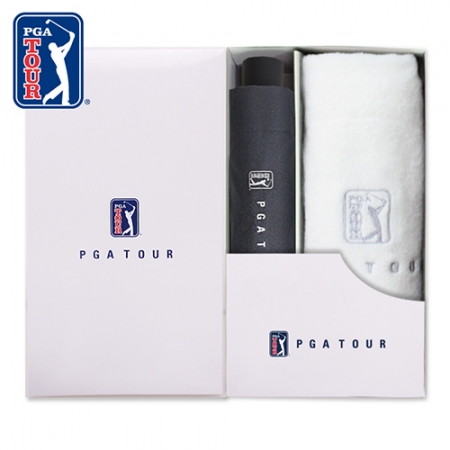 PGA 3단 수동 블랙 메탈 우산 + 150g 면사 타올세트 #2