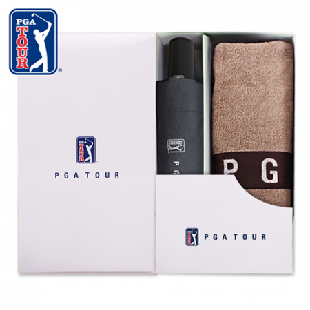 PGA 3단 완전자동 블랙 메탈 우산 + 130g 면사 타올세트 #2