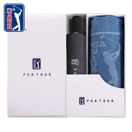 PGA 3단 완전자동 블랙 메탈 우산 + 170g 죽사 타올세트 #2