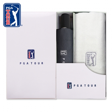 PGA 3단 완전자동 블랙 메탈 우산 + 170g 면사 타올세트 #2