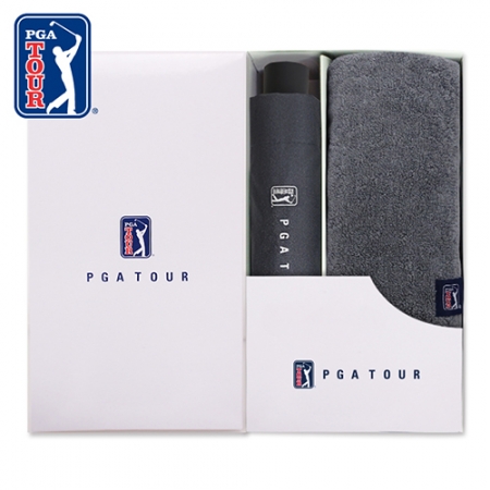 PGA 3단 수동 블랙 메탈 우산 + 260g 코마사 타올세트 #2