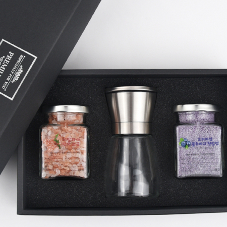 히말라야 굵은 핑크소금 + 블루베리 소금 + 고급 스텐 그라인더 선물세트 // 쇼핑백포함 #2
