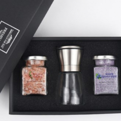 히말라야 굵은 핑크소금 + 블루베리 소금 + 고급 스텐 그라인더 선물세트 // 쇼핑백포함