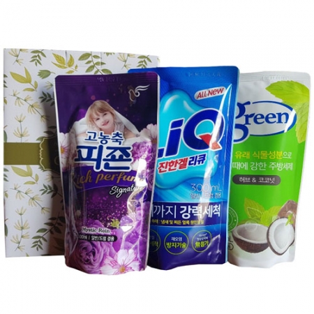 세제 3종 세트- 1호 (피죤 리치 퍼퓸 섬유유연제 300ml + 리큐 진한겔 세탁세제 300ml + 애경 그린 주방세제 300ml) #2