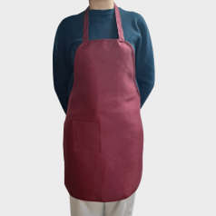 목걸이형 무지 진빨강 앞치마 주머니1개