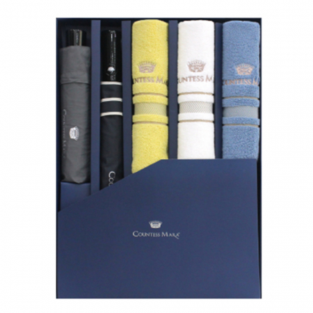 송월 우산 수건 콤보 세트 CM 3단 폰지 우산 1개, CM 2단 폰지 바이어스 우산 1개, CM 센치40 타올 3장 #2